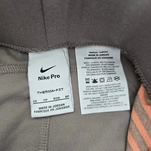 Nike Women's Pro Therma-FIT ADV High-Waisted Leggings Beige Gray XS - Picture 7 of 10